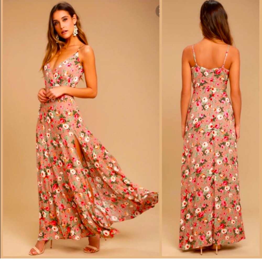 Lulus everlasting bliss blush Floral maxi dress
